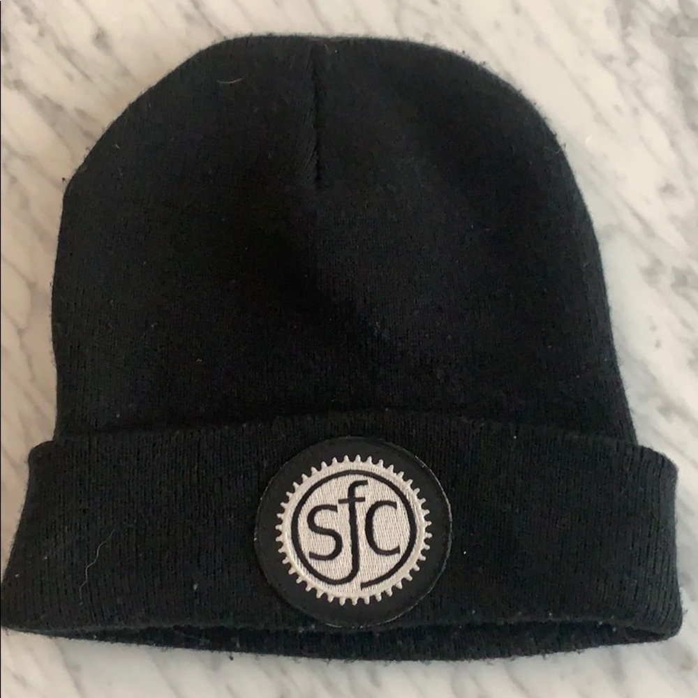 Beanie cap from SF Cycle in the Tenderloin